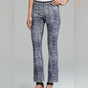Tory Burch Women’s Kinsley Ponte Navy Cream Crosshatch Ankle Trouser